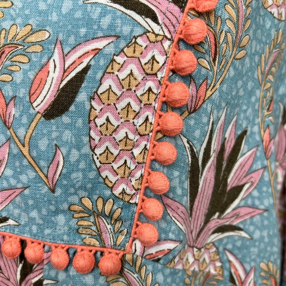 Boden Light Blue Pink Pineapple Print Evangeline Linen Tunic Dress 16 Long Tall - Picture 3 of 9